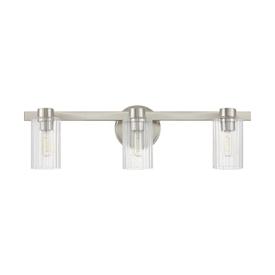 Bedminster 24-inch 3-light Brushed Nickel Vanity Light with Clear Ribbed Glass Shades