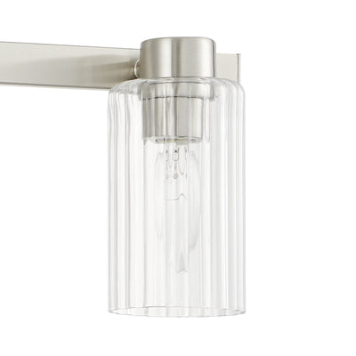 Bedminster 24-inch 3-light Brushed Nickel Vanity Light with Clear Ribbed Glass Shades