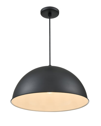 18-inch R Series Satin Black 1-Light Black Glass Pendant Light