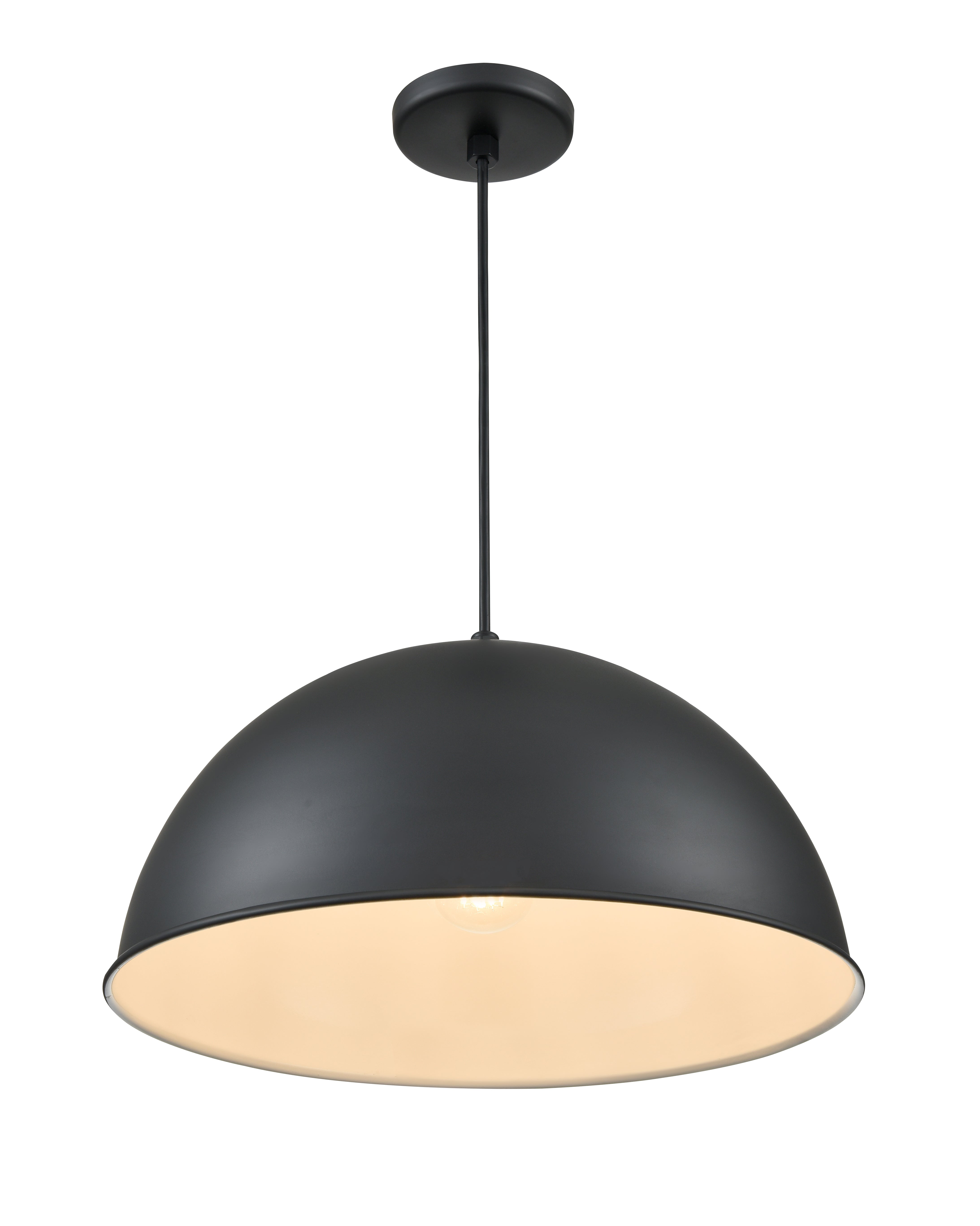 18-inch R Series Satin Black 1-Light Black Glass Pendant Light