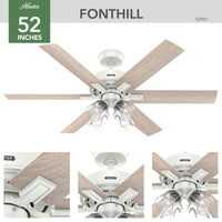 52 inch Fonthill ENERGY STAR® HunterExpress Fresh White Ceiling Fan with LED Light Kit and Handheld Remote