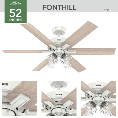 52 inch Fonthill ENERGY STAR® HunterExpress Fresh White Ceiling Fan with LED Light Kit and Handheld Remote