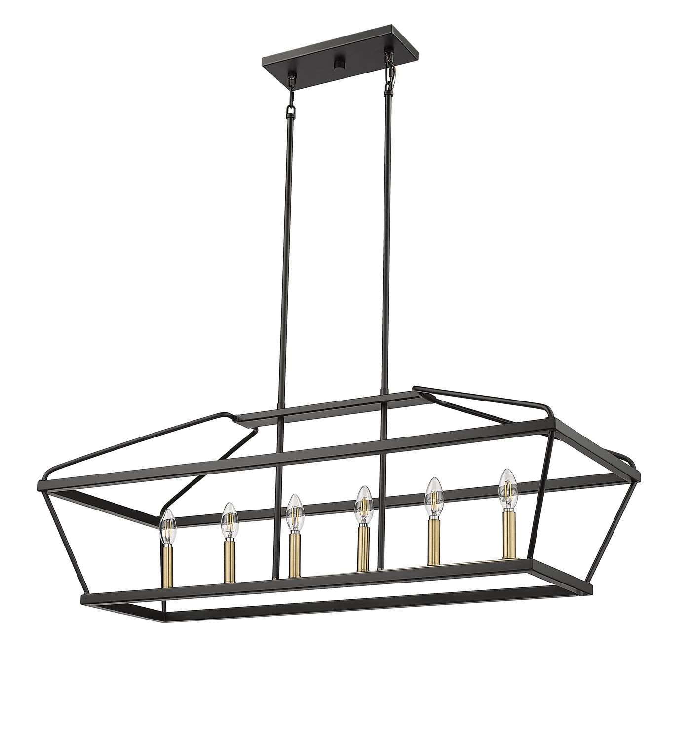 15.25'' Surrey Matte Black/Vintage Brass 6 Light Linear Chandelier