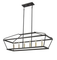 15.25'' Surrey Matte Black/Vintage Brass 6 Light Linear Chandelier