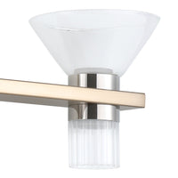 Blake 35-inch 8-light Champagne Gold and Polished Nickel 5CCT LED Vanity Light with Clear and Clear Ribbed Glass