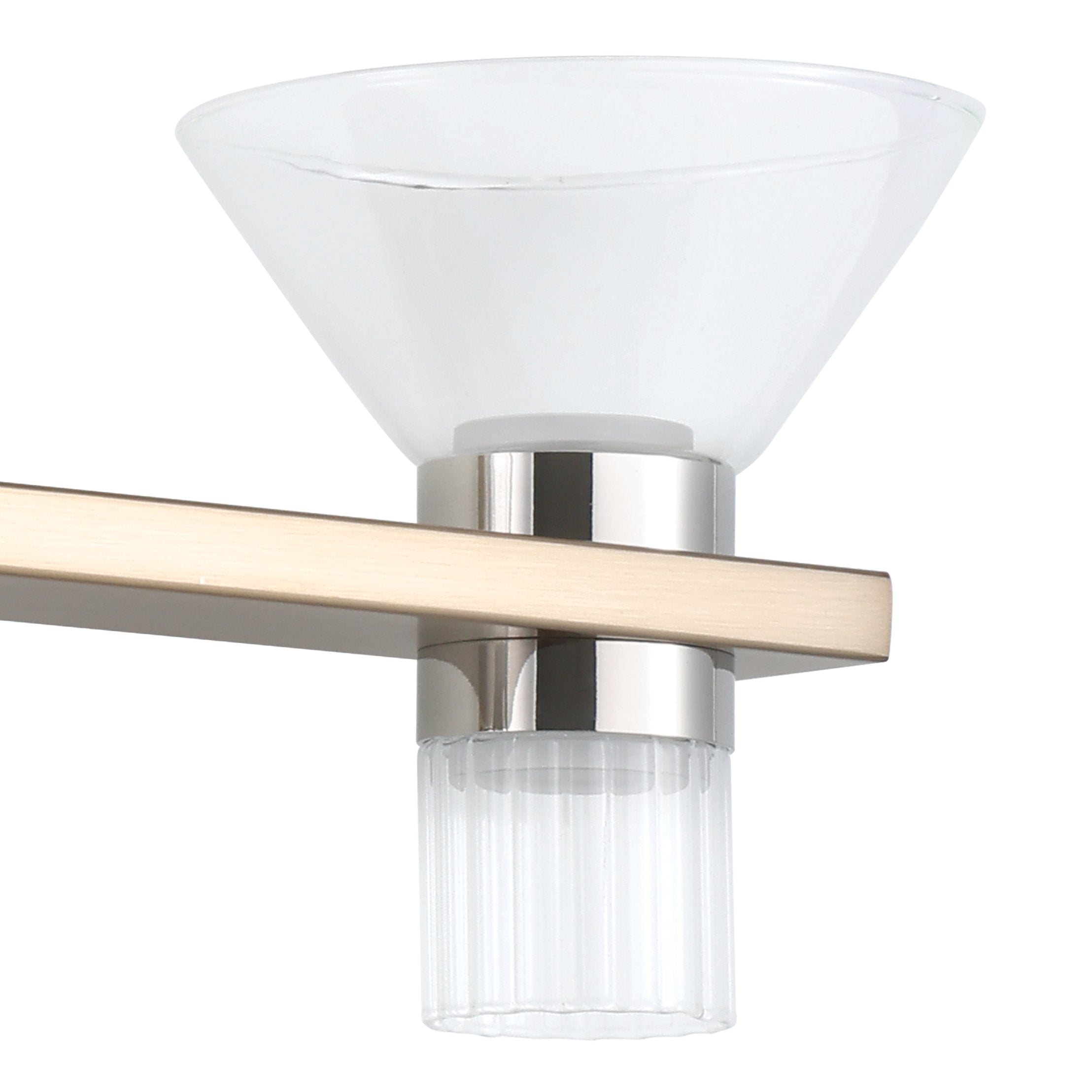Blake 35-inch 8-light Champagne Gold and Polished Nickel 5CCT LED Vanity Light with Clear and Clear Ribbed Glass