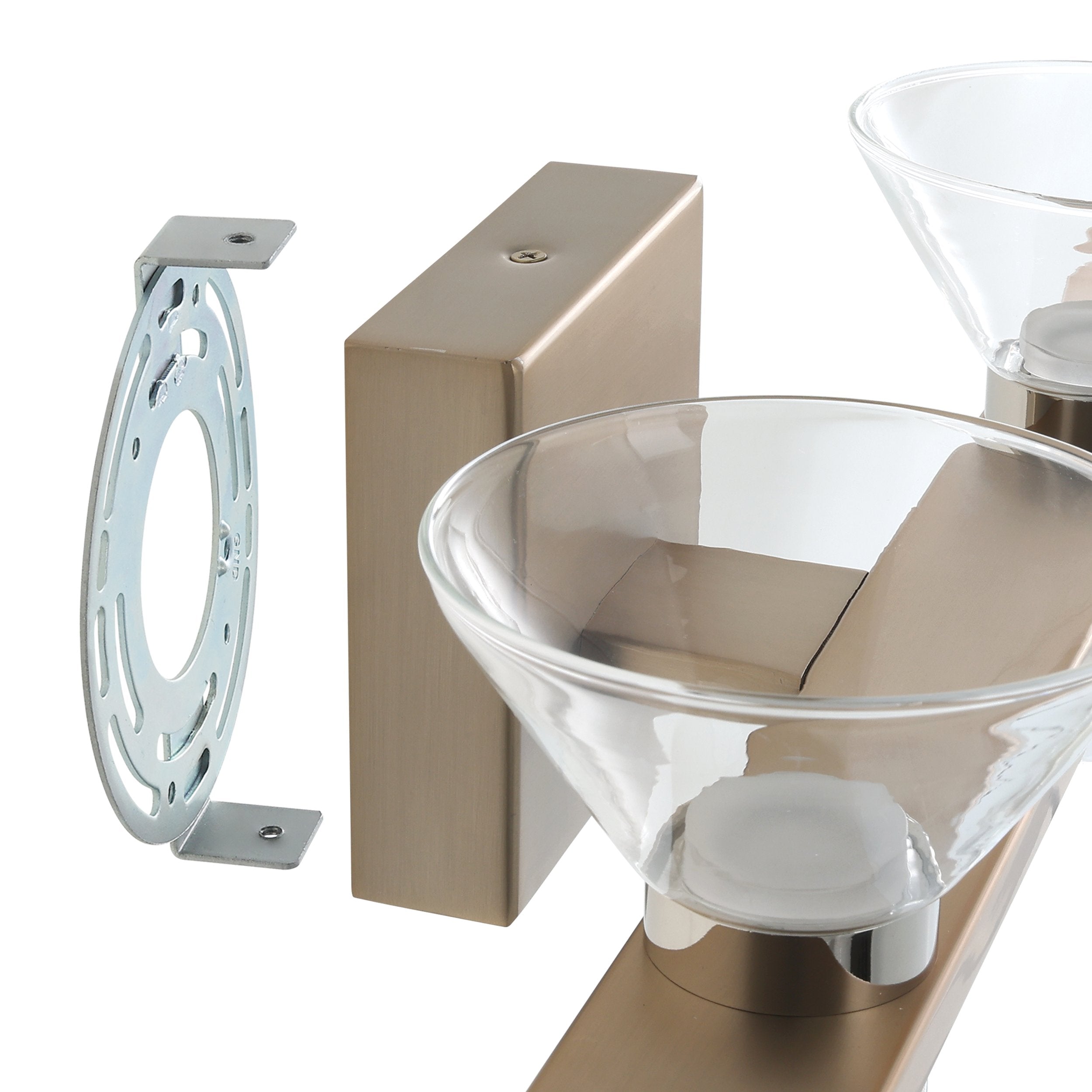Blake 35-inch 8-light Champagne Gold and Polished Nickel 5CCT LED Vanity Light with Clear and Clear Ribbed Glass
