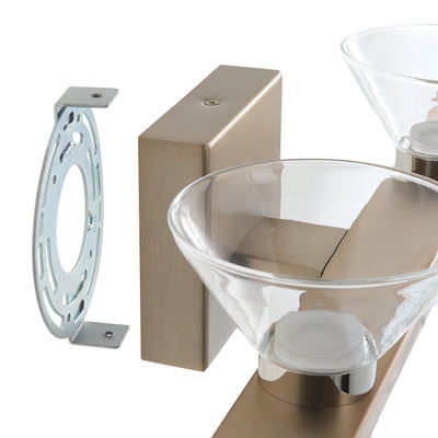 Blake 35-inch 8-light Champagne Gold and Polished Nickel 5CCT LED Vanity Light with Clear and Clear Ribbed Glass