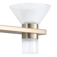 Blake 35-inch 8-light Champagne Gold and Polished Nickel 5CCT LED Vanity Light with Clear and Clear Ribbed Glass