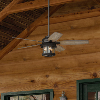 52 inch Coral Bay Noble Bronze Damp Rated Ceiling Fan with LED Light Kit and Handheld Remote