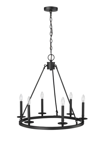 26-inch Florence Matte Black 6-Light Chandelier
