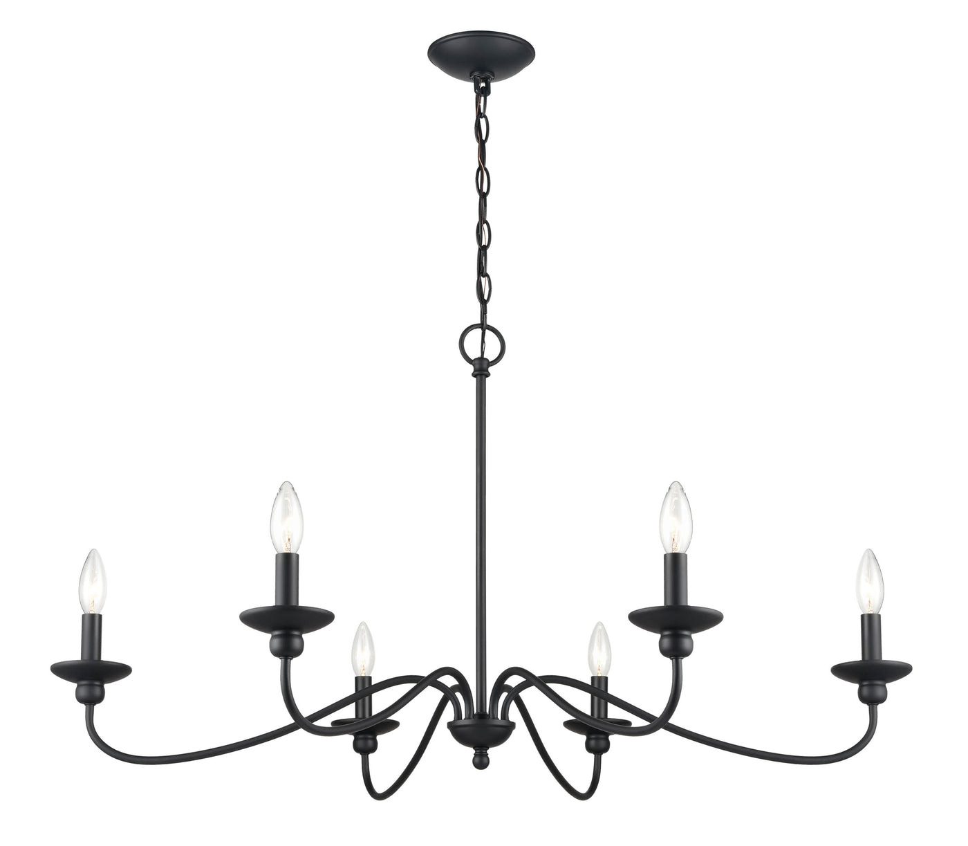 20.5'' Delvona Matte Black 6 Light Chandelier