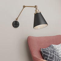 7.25'' Evonne Matte Black/Vintage Brass 1 Light Swing Arm Sconce