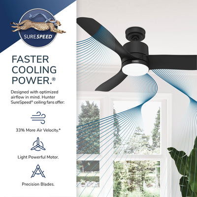 52 inch Bolsa Matte Black Ceiling Fan with LED Light Kit and Handheld Remote