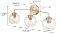 25.5'' Solmer Brushed Nickel 3 Light Bath Vanity