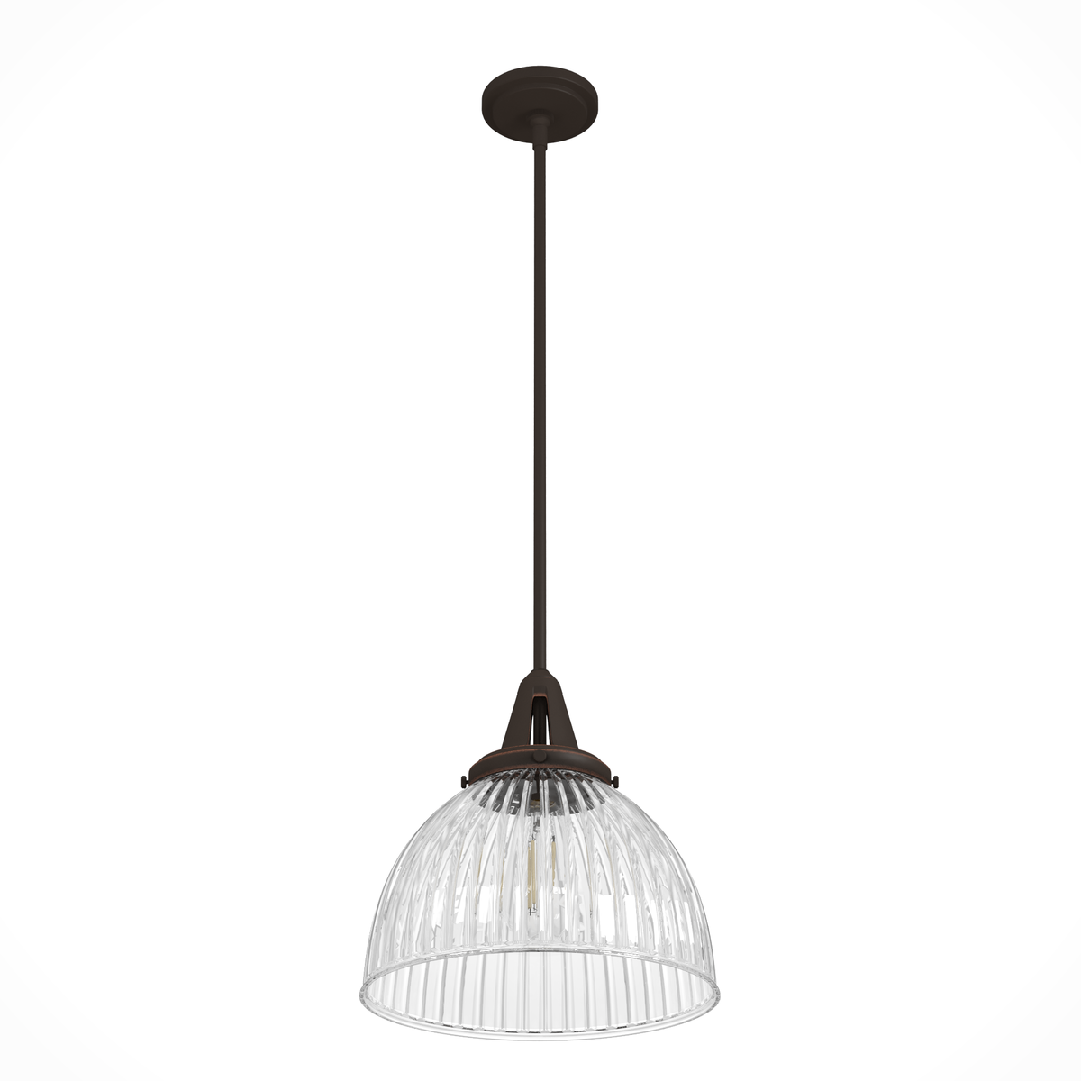 Cypress Grove 13-inch 1-light Onyx Bengal Industrial Pendant with Clear Holophane Glass