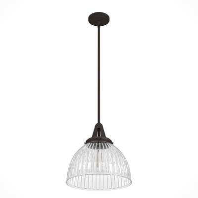 Cypress Grove 13-inch 1-light Onyx Bengal Industrial Pendant with Clear Holophane Glass