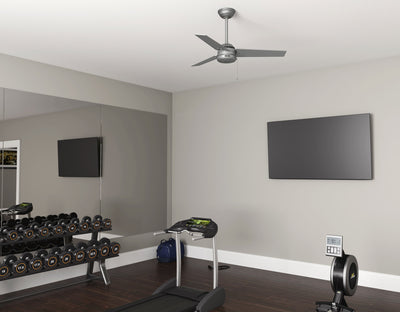 44 inch Cassius Matte Silver Damp Rated Ceiling Fan and Pull Chain