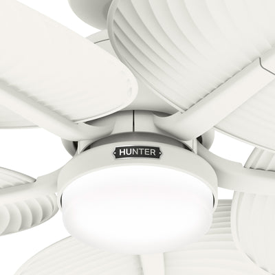 52 inch Tropic View Matte White Damp Rated Ceiling Fan with LED Light Kit and Wall Control