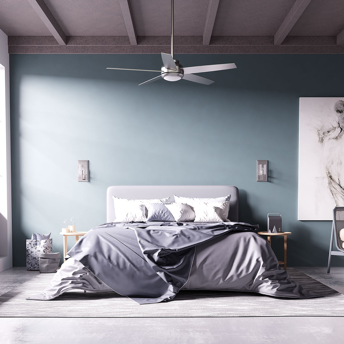 52 inch Zayden Matte Silver Ceiling Fan with LED Light Kit and Handheld Remote