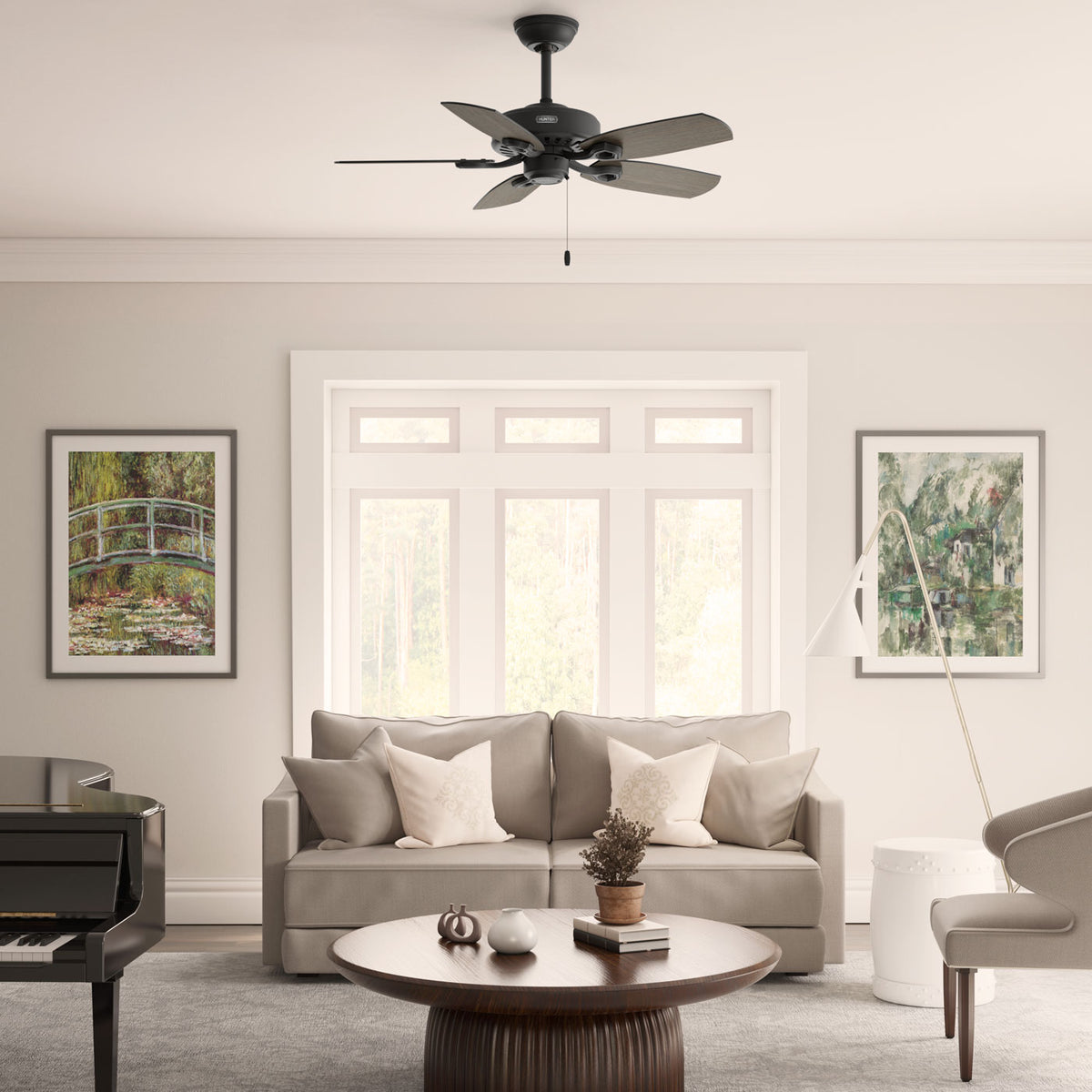 42 inch Builder Elite Matte Black Ceiling Fan and Pull Chain