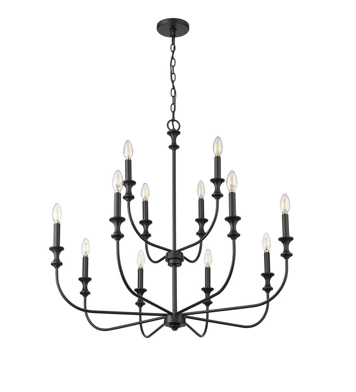 31.5'' Savanne Matte Black 12 Light Chandelier