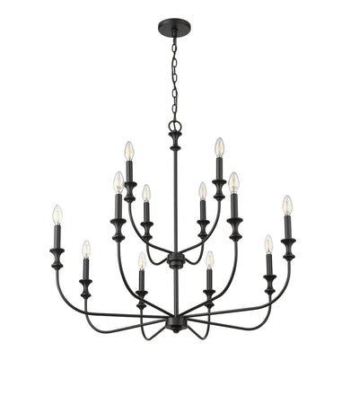 31.5'' Savanne Matte Black 12 Light Chandelier