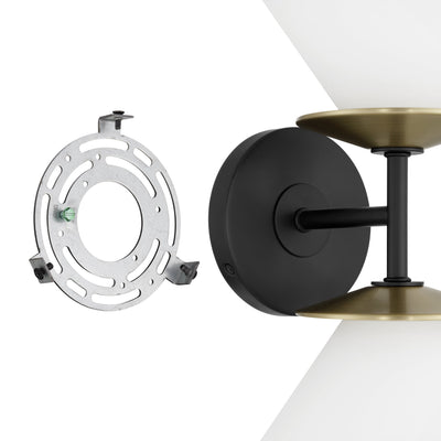 Tremolo 11-inch 2-light Matte Black and Champagne Gold Vanity Light with Etched Opal Glass
