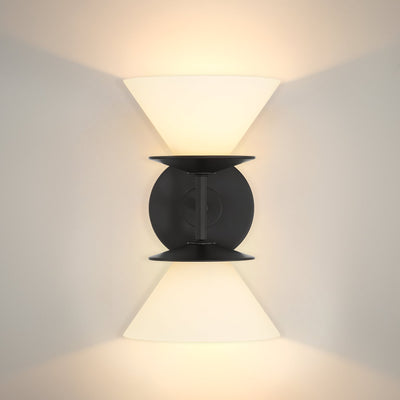 Tremolo 11-inch 2-light Matte Black and Champagne Gold Vanity Light with Etched Opal Glass