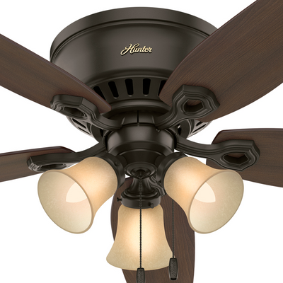52 inch Builder New Bronze Low Profile Ceiling Fan with LED Light Kit and Pull Chain
