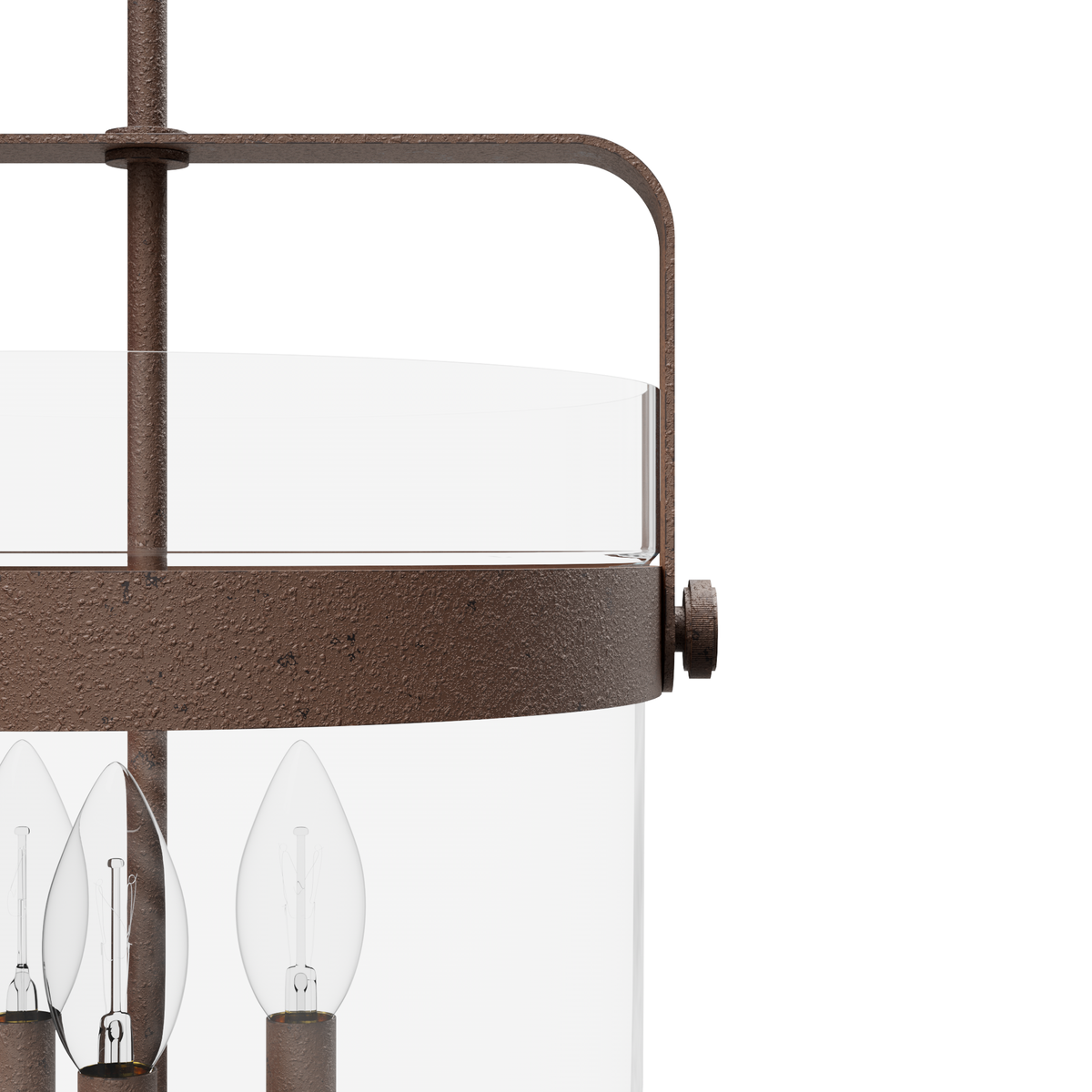 Karloff 14-inch 3-light Textured Rust Lantern Pendant with Clear Glass