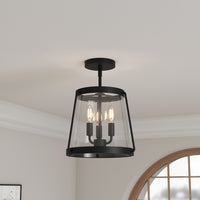 15.25'' Adabella Matte BlackClear 3 Light Semi-Flush Mount