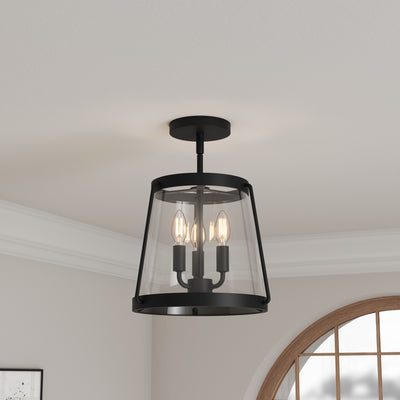 15.25'' Adabella Matte BlackClear 3 Light Semi-Flush Mount