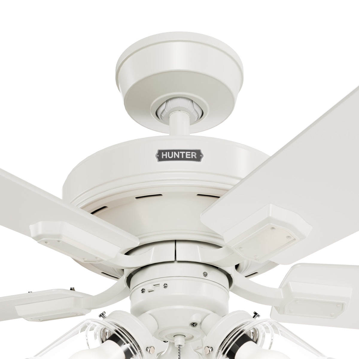 52 inch Crestfield HunterExpress Fresh White Ceiling Fan with LED Light Kit and Pull Chain