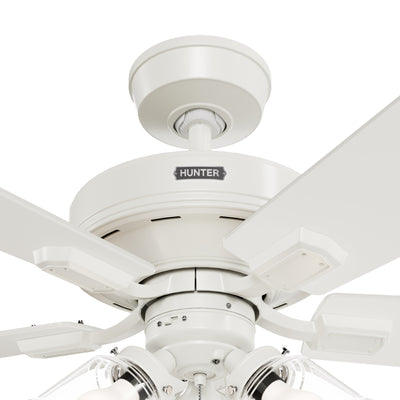 52 inch Crestfield HunterExpress Fresh White Ceiling Fan with LED Light Kit and Pull Chain
