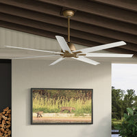 Casablanca 72 inch Bayhaven ENERGY STAR® Alturas Gold Damp Rated Ceiling Fan and Wall Control and Handheld Remote
