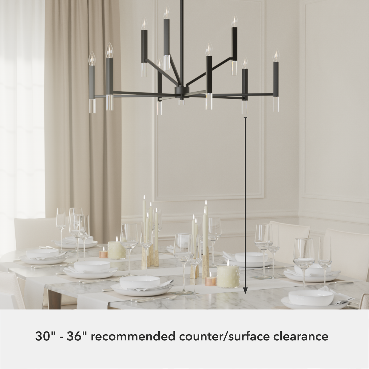 Sunjai 40-inch 9-light Matte Black Chandelier
