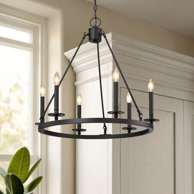 26-inch Florence Matte Black 6-Light Chandelier