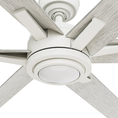 Casablanca 65 inch Melia ENERGY STAR® Fresh White Damp Rated Ceiling Fan with LED Light Kit and Wall Control and Handheld Remote