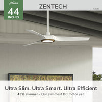 44 inch Zentech Wi-Fi ENERGY STAR® Fresh White Damp Rated Ceiling Fan with LED Light Kit and Handheld Remote