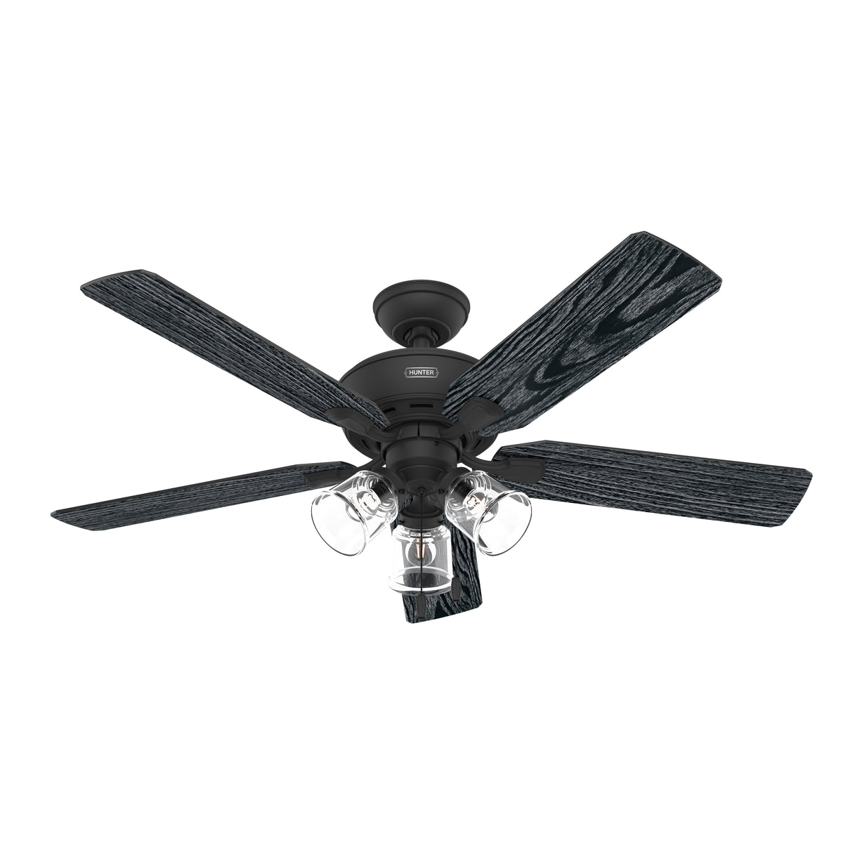 52 inch Rosner Matte Black Ceiling Fan with LED Light Kit and Pull Chain