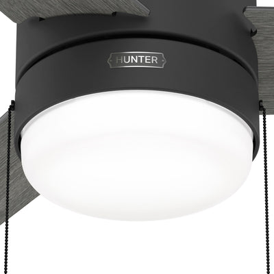 52 inch Brunner Matte Black Low Profile Ceiling Fan with LED Light Kit and Pull Chain