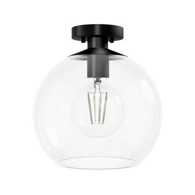 Xidane 12-inch 1-light Matte Black Globe Pendant with Clear Glass