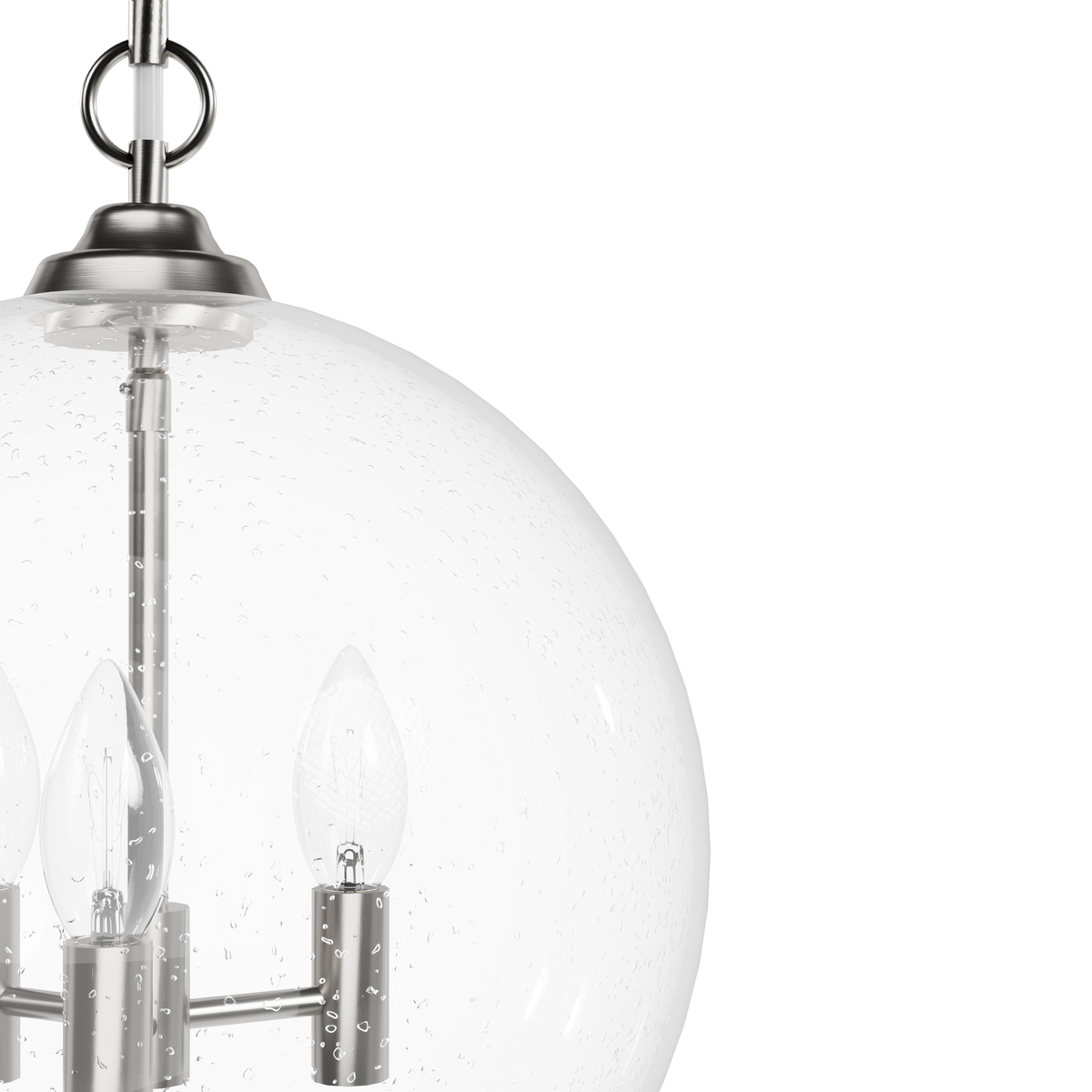 High Oaks 13.75-inch 3-light Brushed Nickel Globe Pendant with Clear Seeded Glass