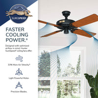 52 inch Original Matte Black Damp Rated Ceiling Fan