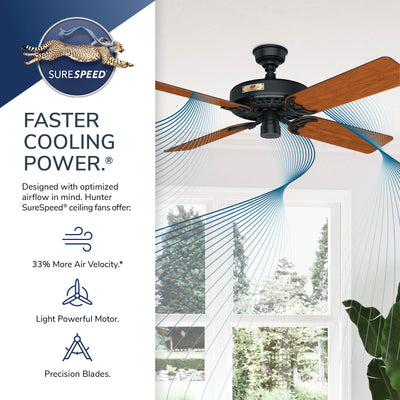 52 inch Original Matte Black Damp Rated Ceiling Fan