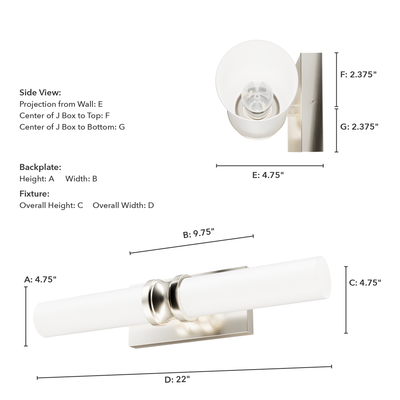 Lenlock 22-inch 2-light Brushed Nickel Vanity Light with Cased White Glass