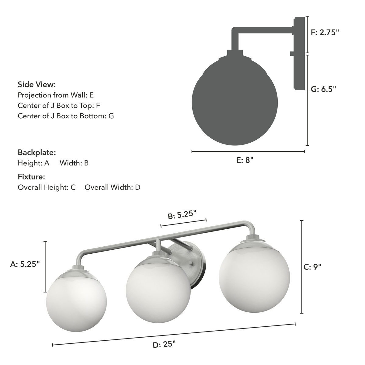 Hepburn 25-inch 3-light Brushed Nickel Vanity Light with Cased White Glass