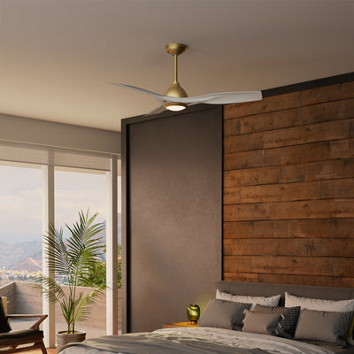 Casablanca 54 inch Elise ENERGY STAR® Alturas Gold Damp Rated Ceiling Fan with LED Light Kit and Wall Control and Handheld Remote
