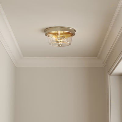 13-inch Strayhan Modern Gold 2-Light Clear Glass Flush Mount Ceiling Light